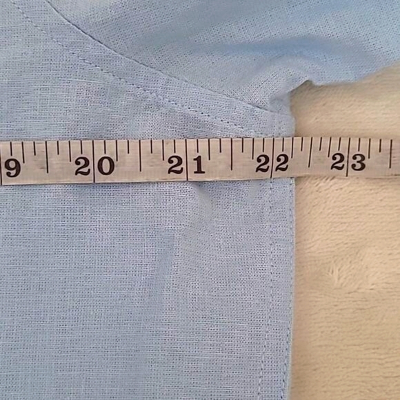 Michael Kors Linen Cotton Blue Button Down Shirt Mens Medium Tailored Fit Preppy - Picture 7 of 12